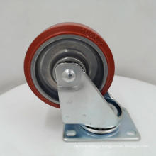 Heat Resisting Red PU Swivel Plate Aluminum Core Oven Caster Wheels